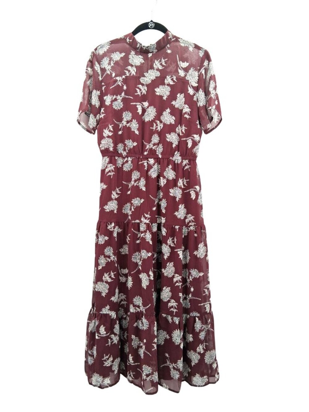 NWOT Lulu's Floral Dressed Up Burgundy Floral Print Midi Dress Size Medium